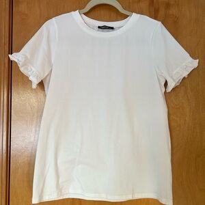 White Ruffle Sleeve Top